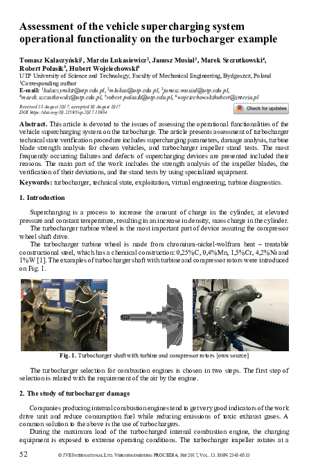 (PDF) Assessment of the vehicle supercharging system operational ...