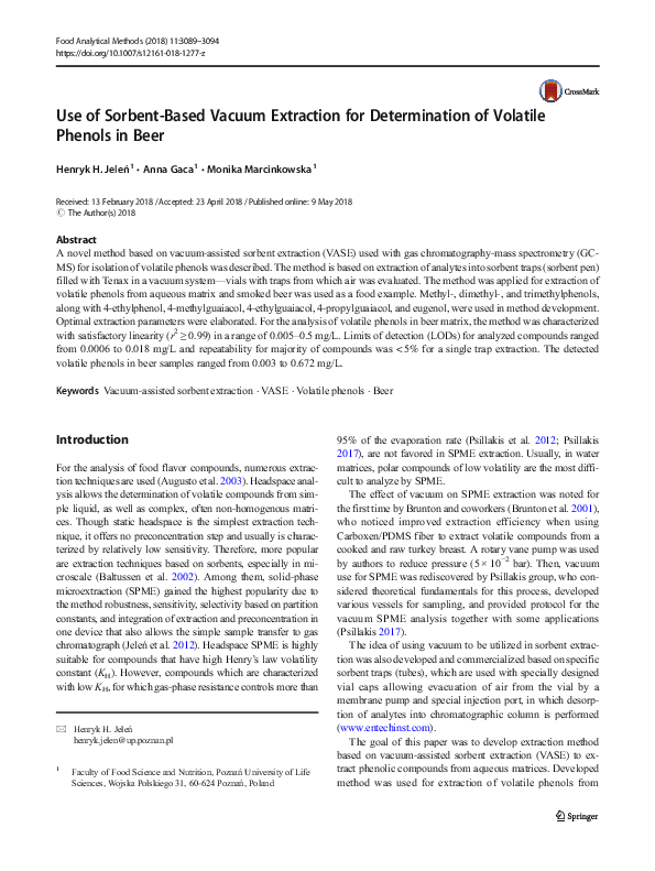 (PDF) Use of Sorbent-Based Vacuum Extraction for Determination of ...
