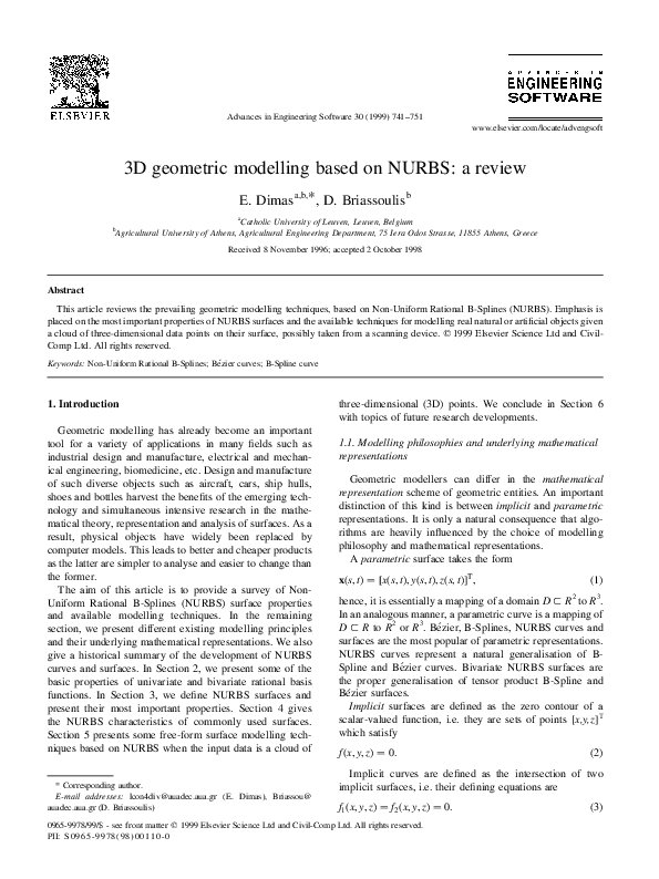 (PDF) 3D geometric modelling based on NURBS: a review