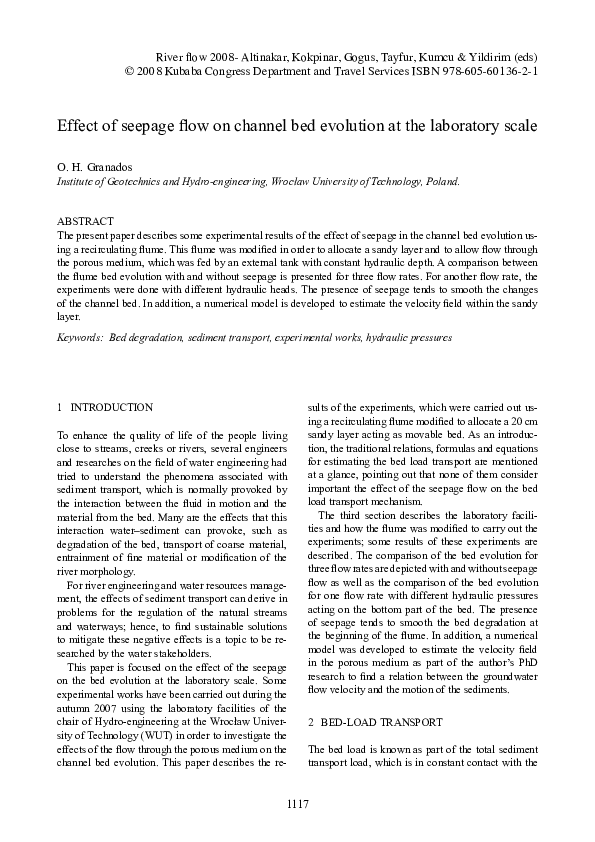 (PDF) Effect of seepage flow on channel bed evolution at the laboratory ...