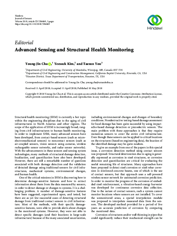 (PDF) Advanced Sensing and Structural Health Monitoring