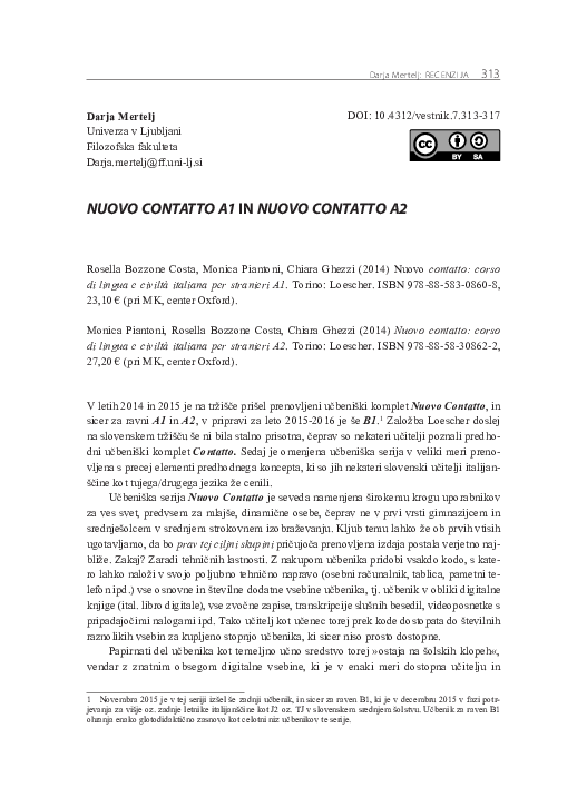 (PDF) Nuovo contatto A1 in nuovo contatto A2