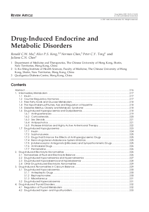 (PDF) Drug-induced endocrine and metabolic disorders