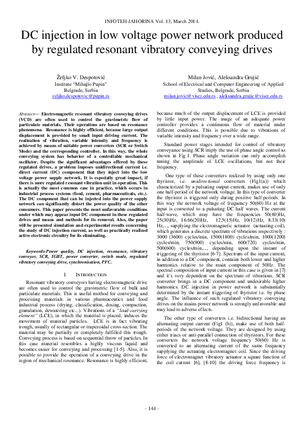(PDF) DC Injection from Vibratory Conveying Drives