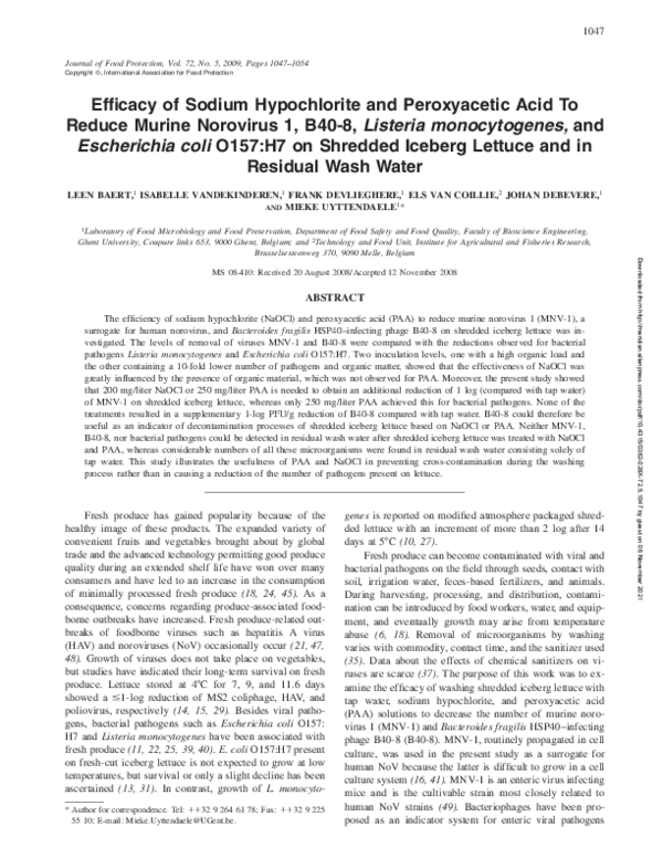 (PDF) Efficacy of sodium hypochlorite and peroxyacetic acid to reduce ...
