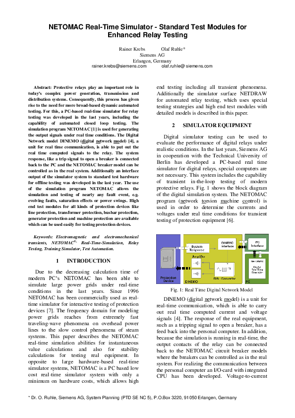(PDF) NETOMAC Real-Time Simulator -Standard Test Modules for Enhanced ...