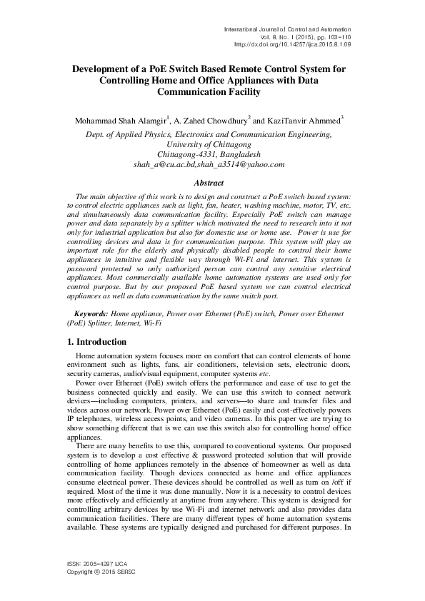 (PDF) Development of a PoE Switch Based Remote Control System for ...