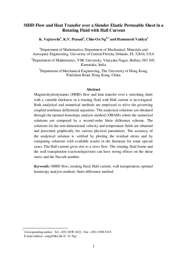 (PDF) MHD Flow and Heat Transfer Over a Slender Elastic Permeable Sheet ...