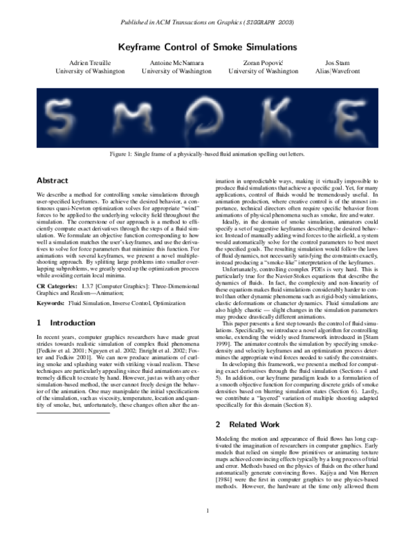 (PDF) Keyframe control of smoke simulations