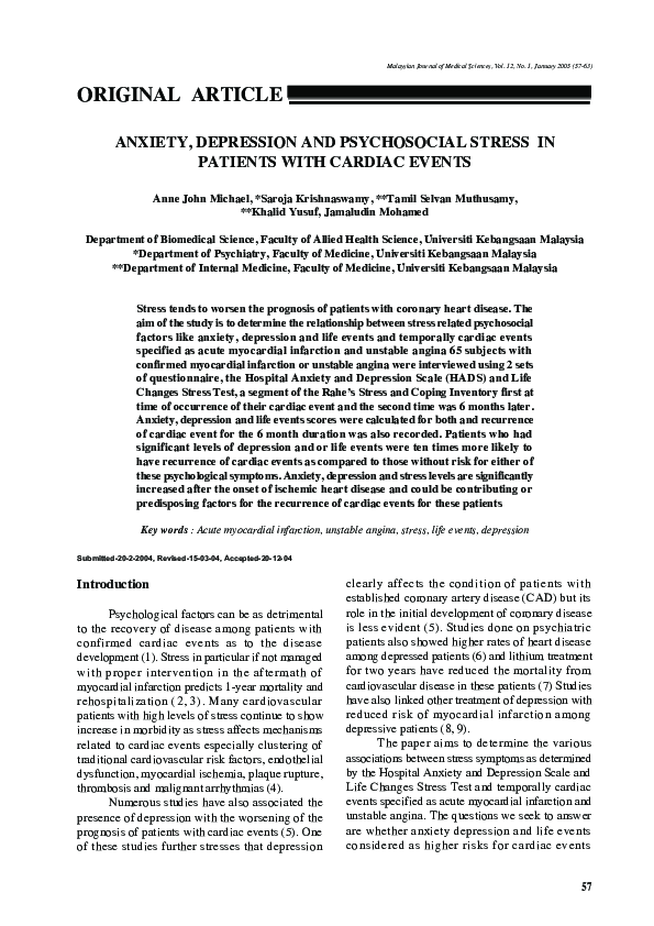 (PDF) Anxiety, depression and psychosocial stress in patients with ...