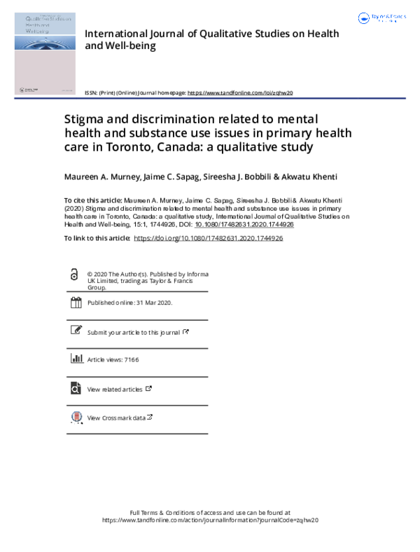 (PDF) Stigma and discrimination related to mental health and substance ...