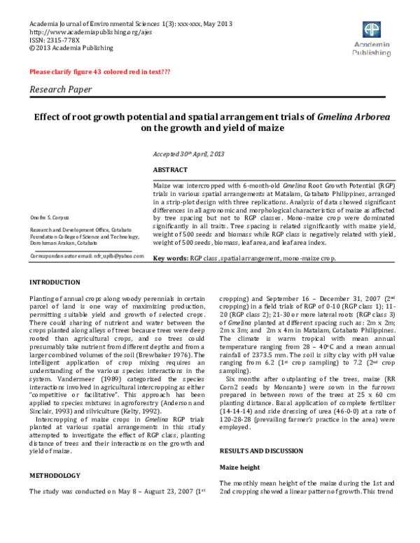 (PDF) Effect of root growth potential and spatial arrangement trials of ...