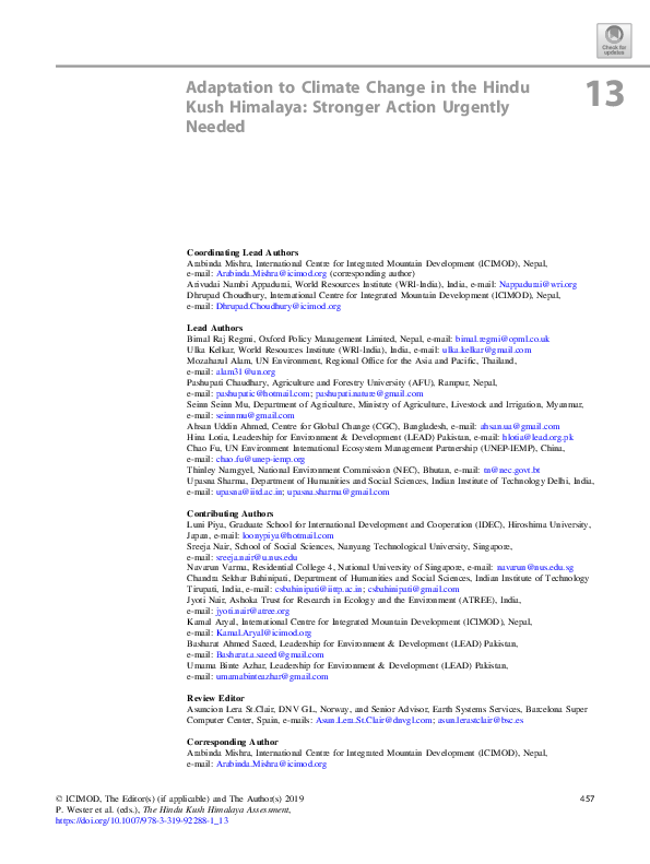 (PDF) Adaptation to Climate Change in the Hindu Kush Himalaya: Stronger ...