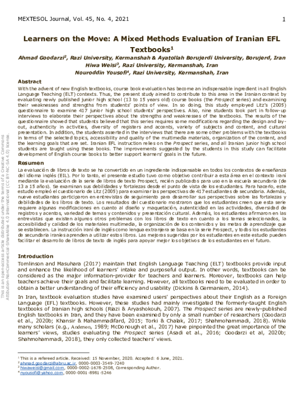 (PDF) Learners on the Move: A Mixed Methods Evaluation of Iranian EFL ...