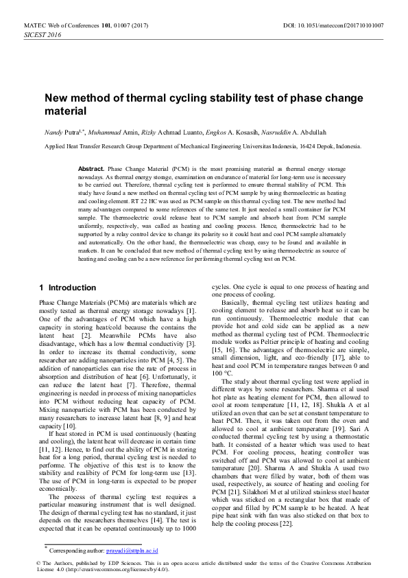 (PDF) New method of thermal cycling stability test of phase change