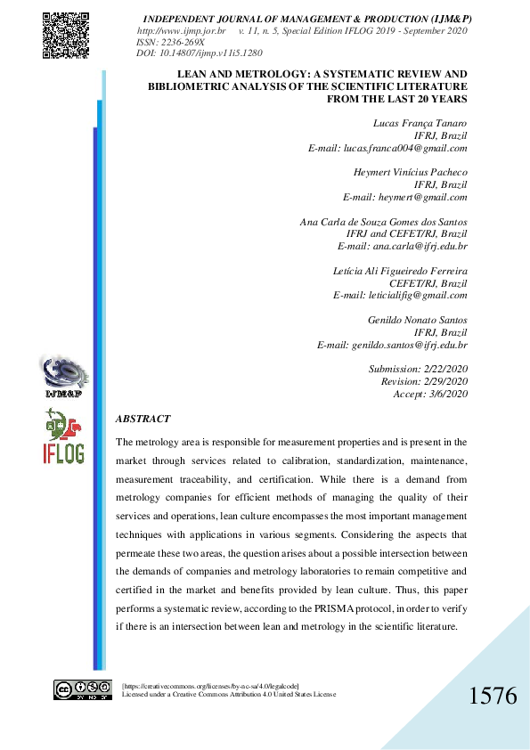 (PDF) Lean and metrology: a systematic review and bibliometric analysis ...