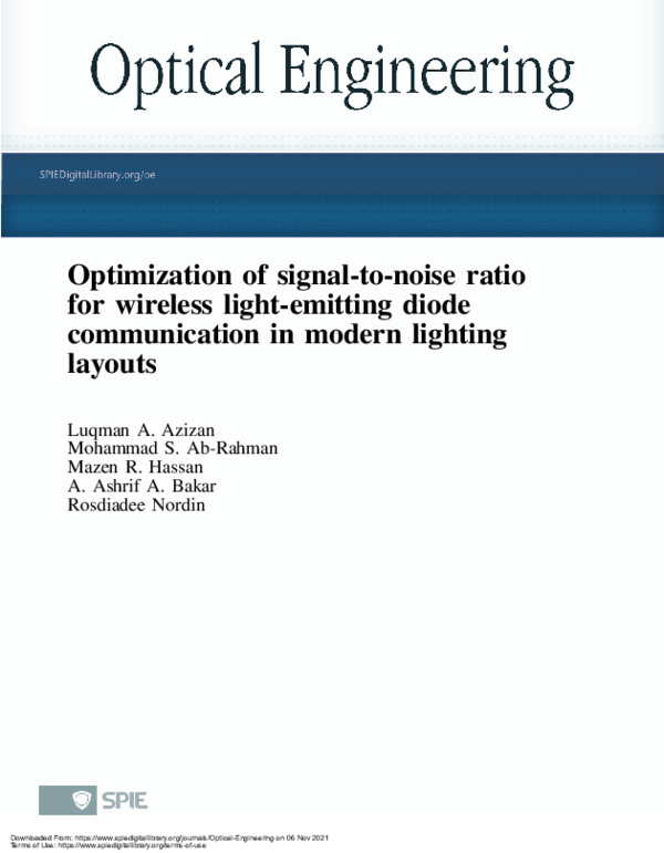 (PDF) Optimization of signaltonoise ratio for wireless lightemitting