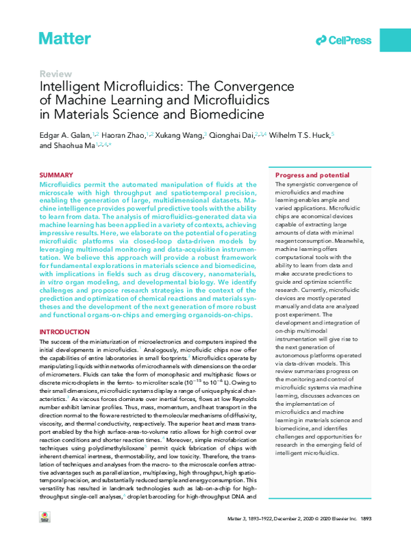 (PDF) Intelligent Microfluidics: The Convergence of Machine Learning ...