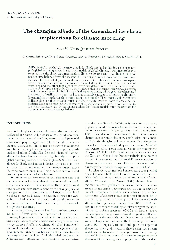 (PDF) The changing albedo of the Greenland ice sheet: implications for ...
