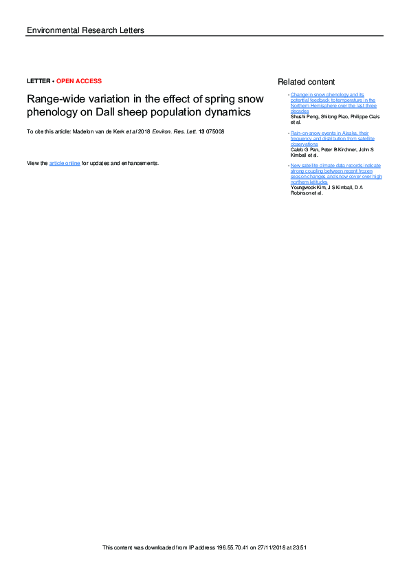 (PDF) Range-wide variation in the effect of spring snow phenology on ...