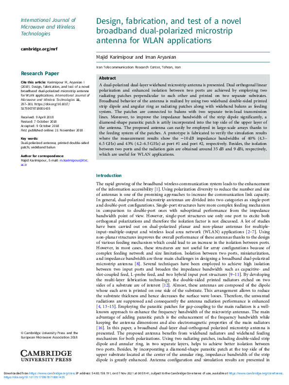 (PDF) Design, fabrication, and test of a novel broadband dual-polarized ...