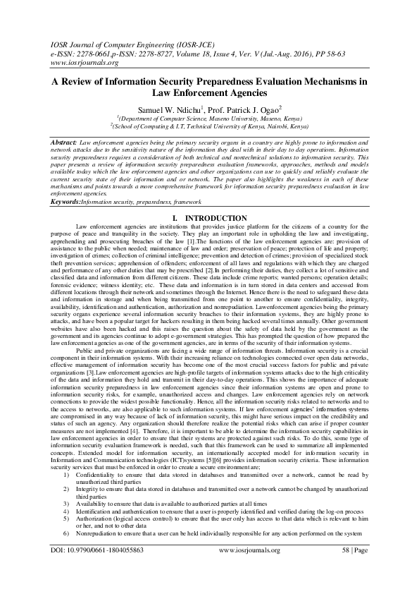 (PDF) A Review of Information Security Preparedness Evaluation ...