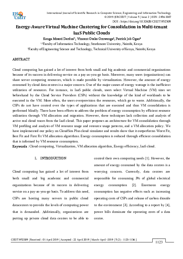 (PDF) Energy-Aware Virtual Machine Clustering for Consolidation in ...
