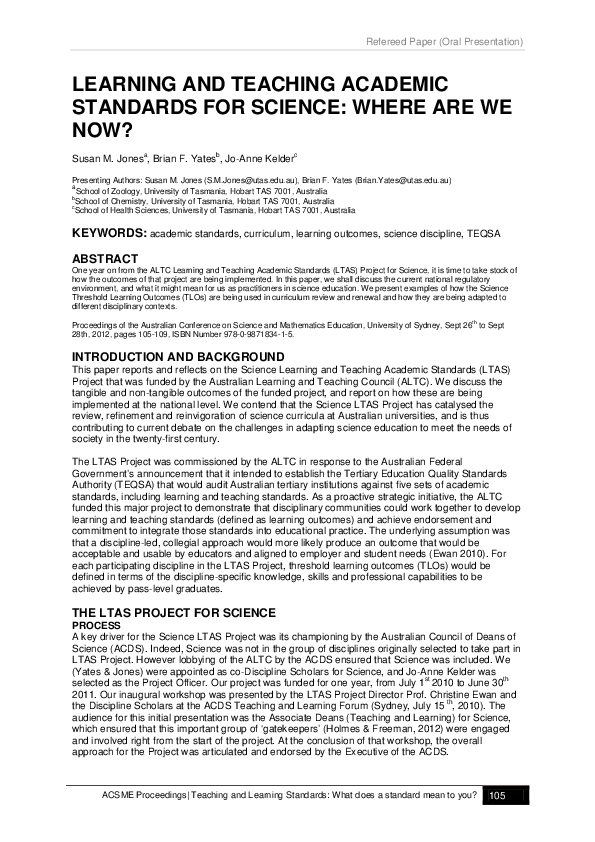 (PDF) Learning and teaching academic standards for science: Where are ...