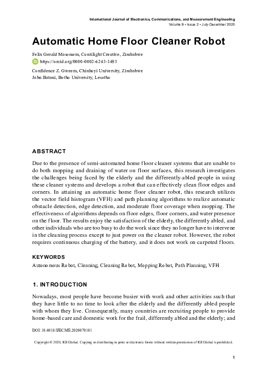 (PDF) Automatic Home Floor Cleaner Robot Contilight Creative