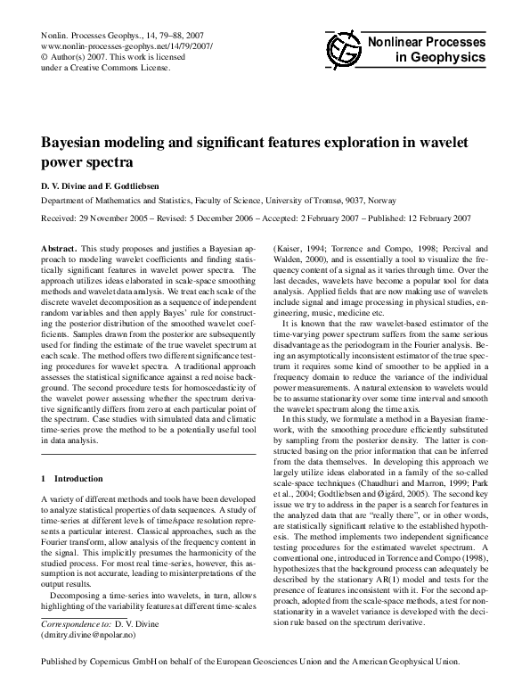 (PDF) Bayesian modeling and significant features exploration in wavelet ...