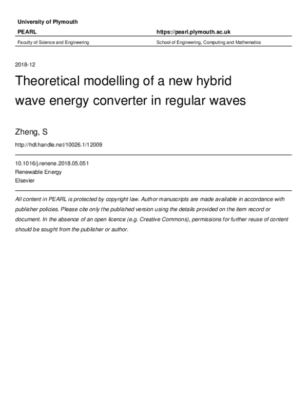 (PDF) Theoretical modelling of a new hybrid wave energy converter in ...