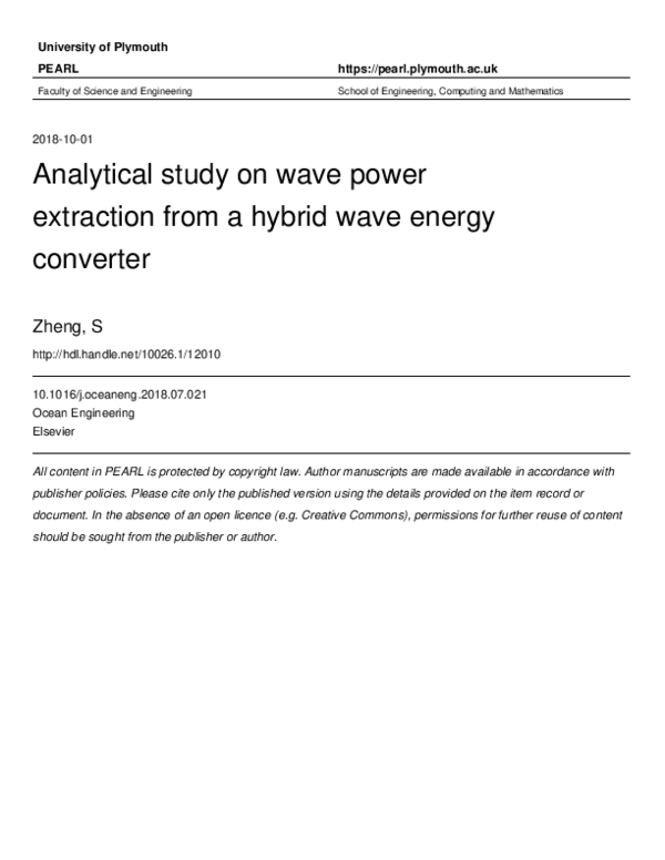 (PDF) Analytical study on wave power extraction from a hybrid wave ...