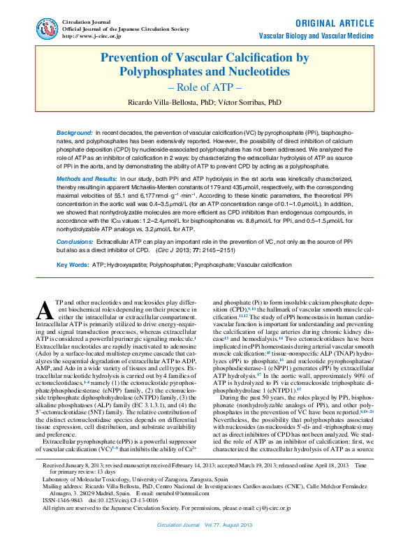 (PDF) Prevention of Vascular Calcification by Polyphosphates and ...