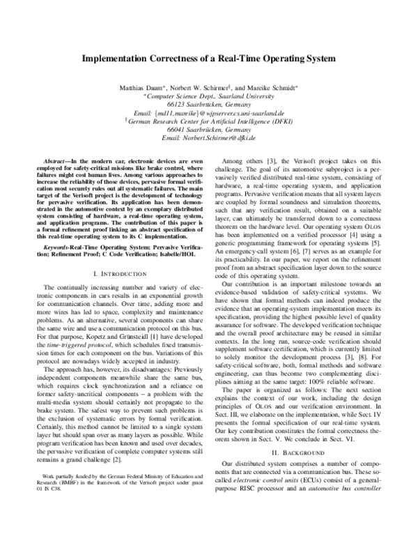 (PDF) Implementation Correctness of a Real-Time Operating System