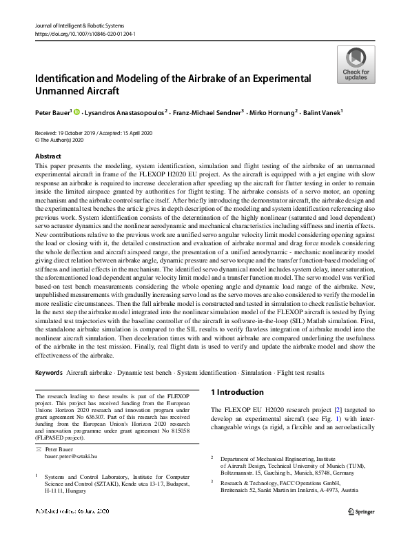 (PDF) Identification and Modeling of the Airbrake of an Experimental ...