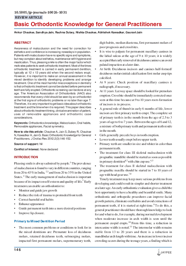 (PDF) Basic Orthodontic Knowledge for General Practitioners Rachna