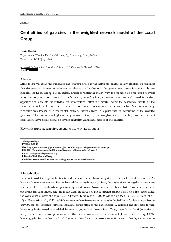 (PDF) Centralities of galaxies in the weighted network model of the ...