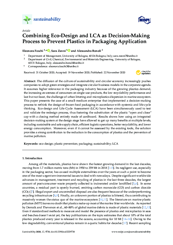 (PDF) Combining Eco-Design and LCA as Decision-Making Process to ...