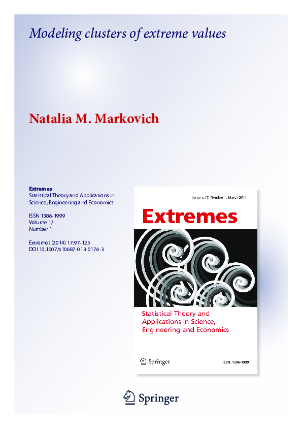 (PDF) Modeling clusters of extreme values
