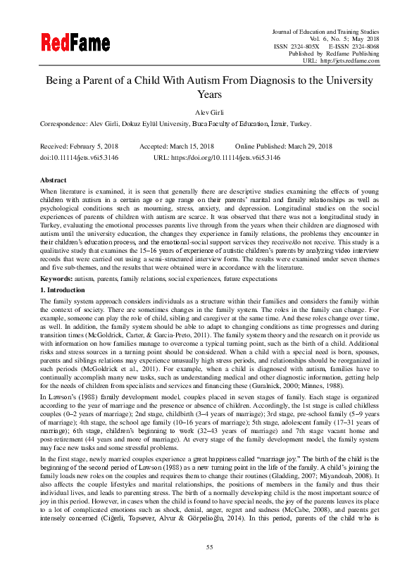 (PDF) Being a Parent of a Child With Autism From Diagnosis to the ...