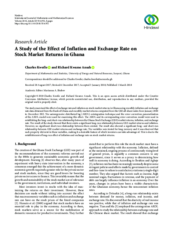 (PDF) A Study of the Effect of Inflation and Exchange Rate on Stock ...