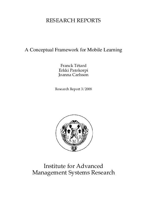 (PDF) A Conceptual Framework for Mobile Learning