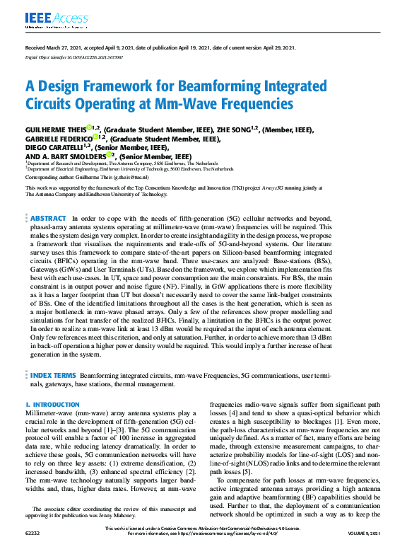 (PDF) A Design Framework for Beamforming Integrated Circuits Operating ...