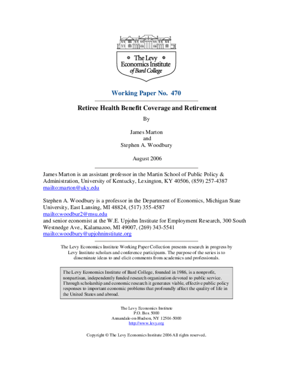(PDF) Retiree Health Benefit Coverage and Retirement