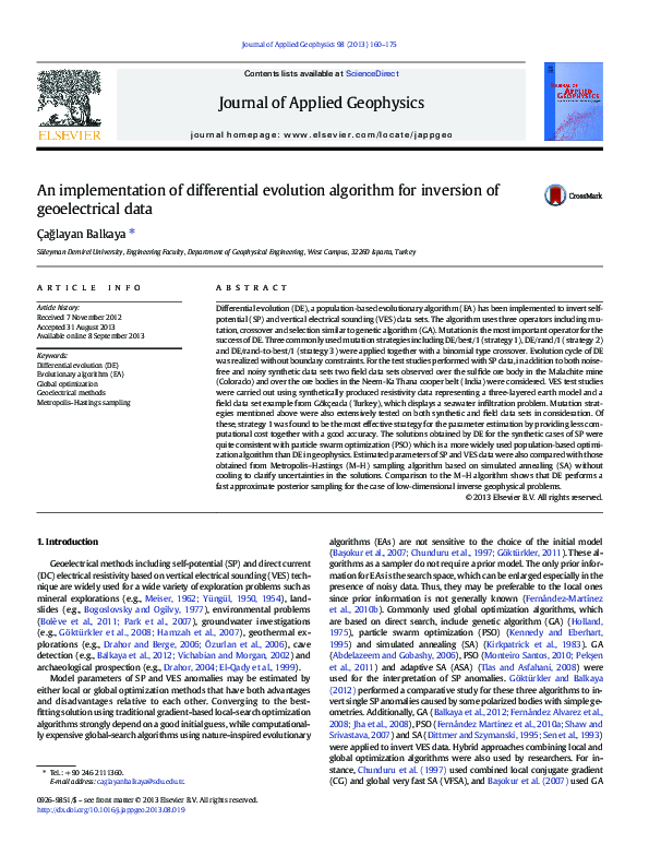 (PDF) An implementation of differential evolution algorithm for ...