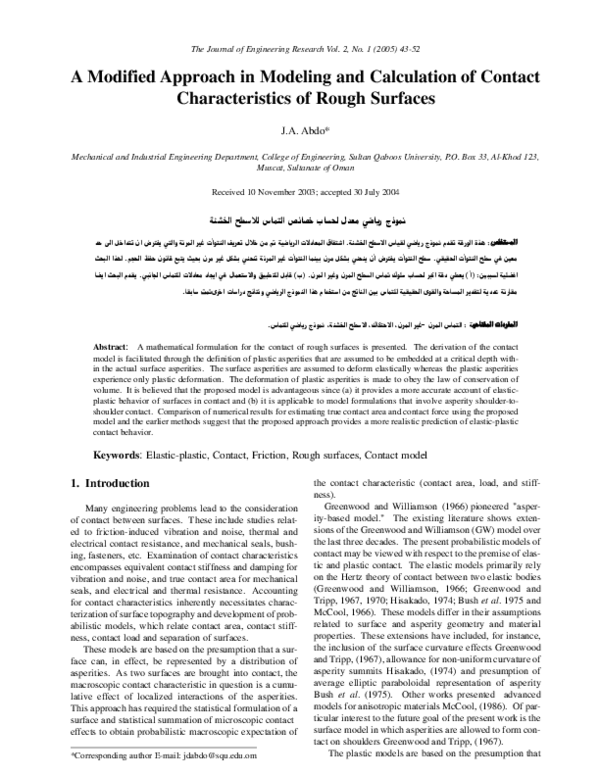 (PDF) A Modified Approach in Modeling and Calculation of Contact ...