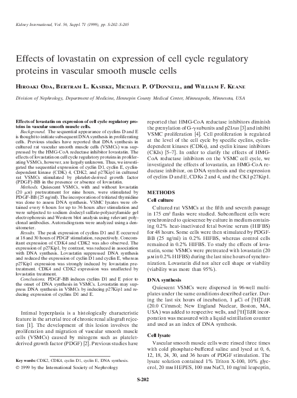 (PDF) Effects of lovastatin on expression of cell cycle regulatory ...