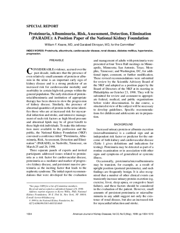 (PDF) Proteinuria, albuminuria, risk, assessment, detection ...