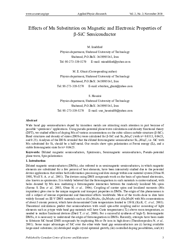 (PDF) Effects of Mn Substitution on Magnetic and Electronic Properties ...