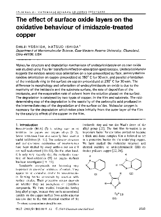 (PDF) The effect of surface oxide layers on the oxidative behaviour of ...